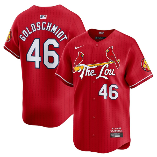 Youth St. Louis Cardinals #46 Paul Goldschmidt Red 2024 City Connect Limited Cool Base Stitched Baseball Jersey